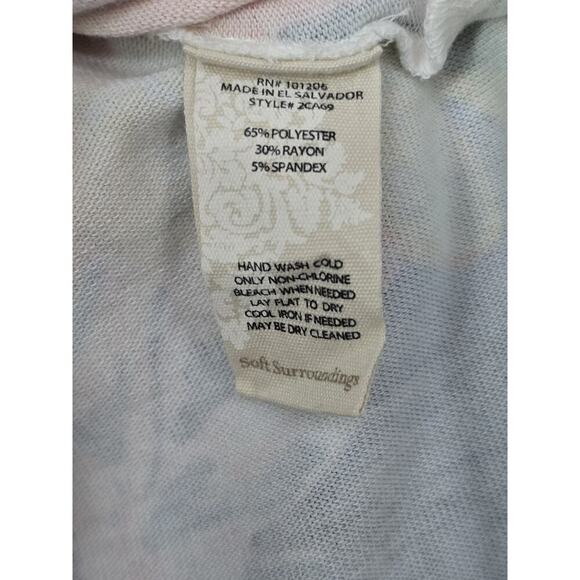 Soft Surroundings Floral Blouse - Gray, Orange, Blue - Picture 5 of 9